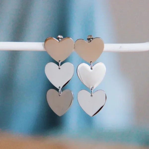 Statement Oorbel 3 Harten – Zilver – So775 - IEF0012